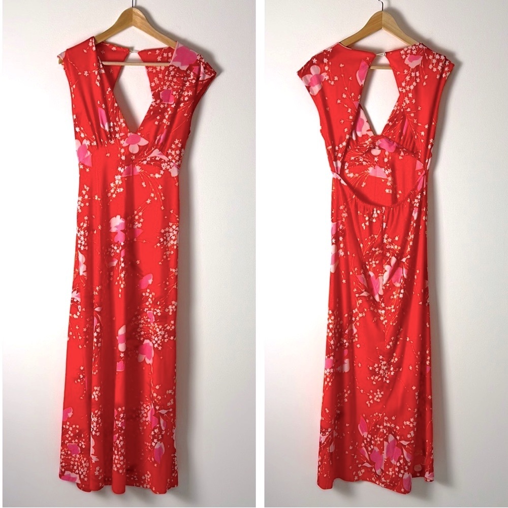 Elegant Red Floral Maxi Dress